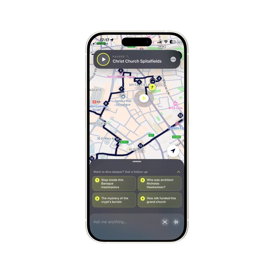 iWander home screen - type a walk for Montmartre