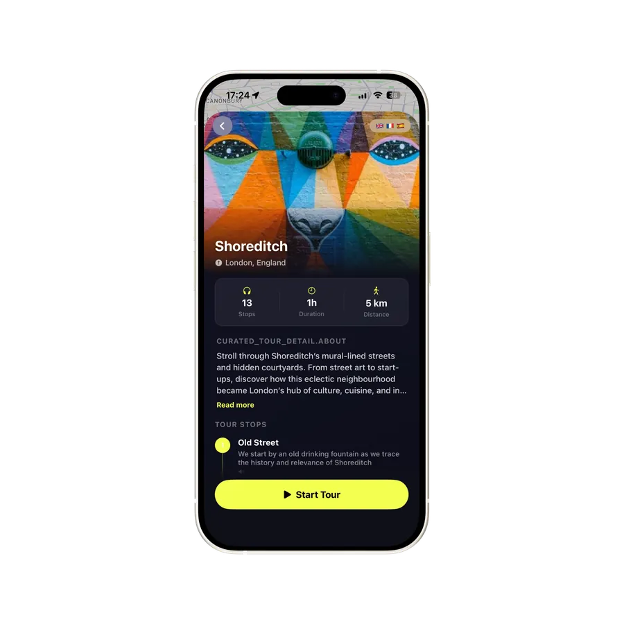 iWander audio walk in progress - story-led narration as you walk