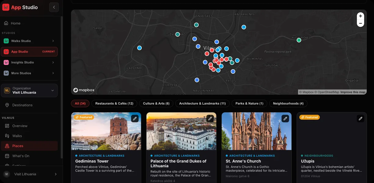 Curating a city guide in iWander Studio