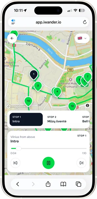 Audio walking tour on a map