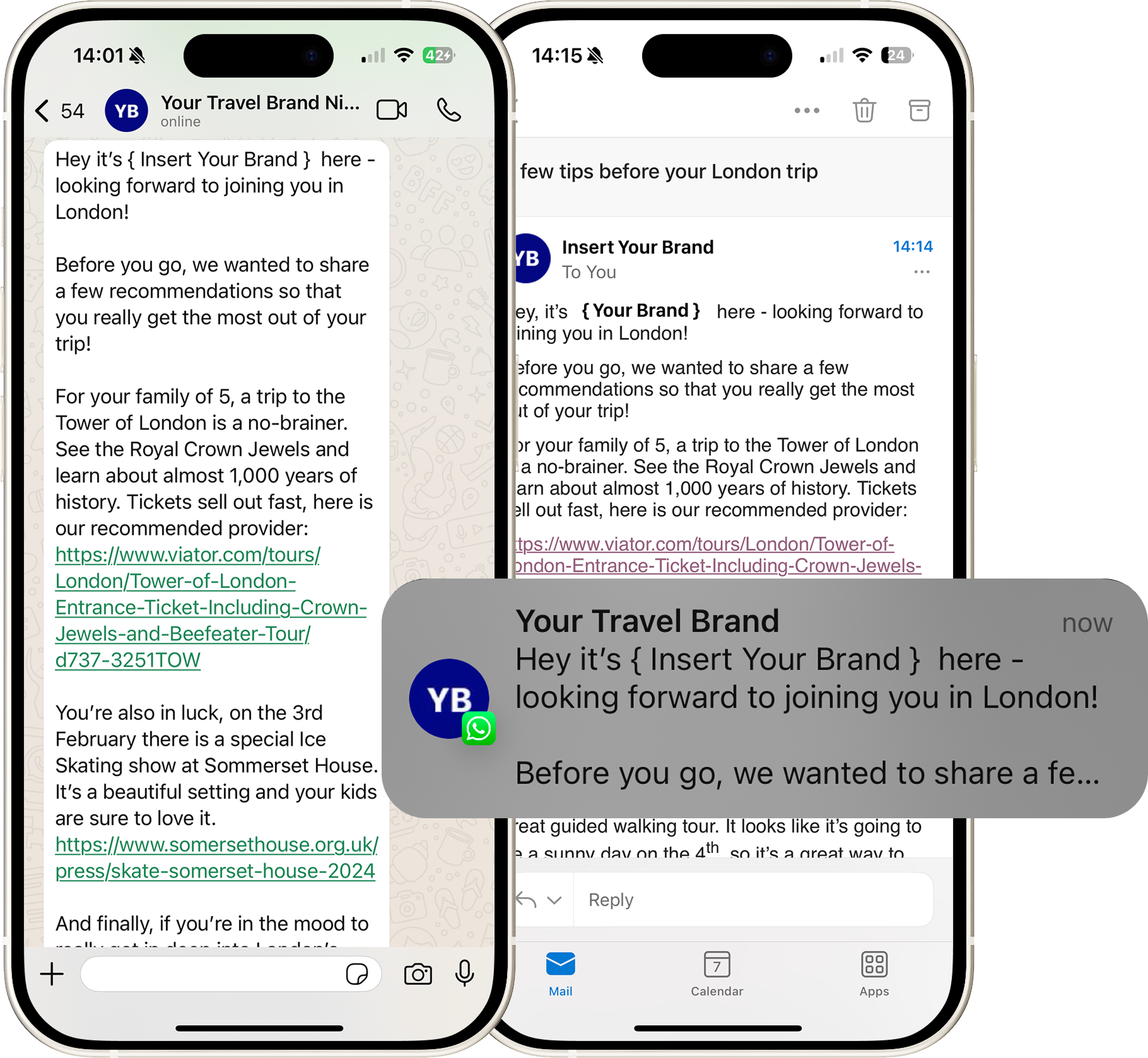 iWander Your Travel Brand Post-booking communication